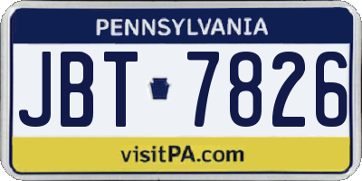 PA license plate JBT7826