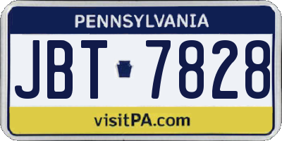 PA license plate JBT7828