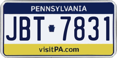 PA license plate JBT7831