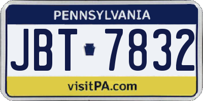 PA license plate JBT7832