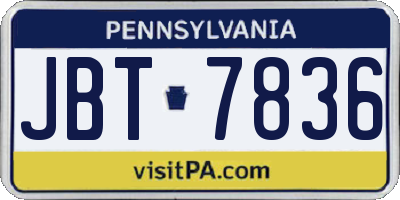 PA license plate JBT7836