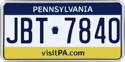 PA license plate JBT7840