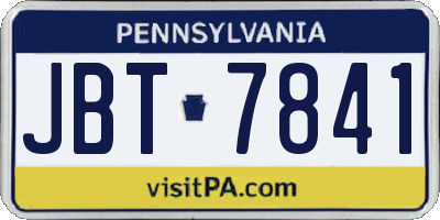 PA license plate JBT7841