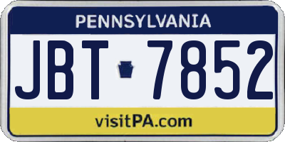 PA license plate JBT7852