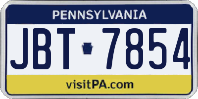 PA license plate JBT7854
