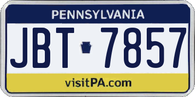 PA license plate JBT7857