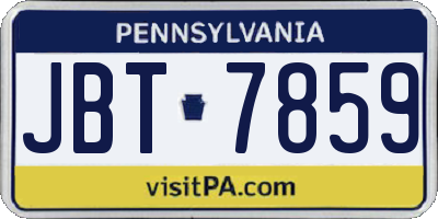 PA license plate JBT7859