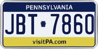 PA license plate JBT7860