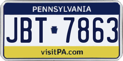 PA license plate JBT7863