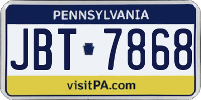 PA license plate JBT7868