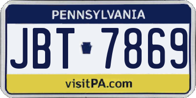 PA license plate JBT7869