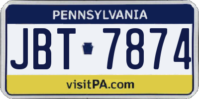 PA license plate JBT7874