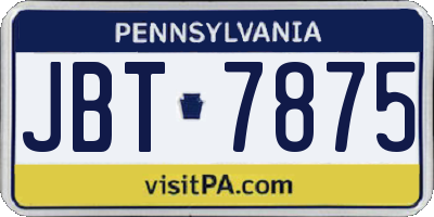 PA license plate JBT7875
