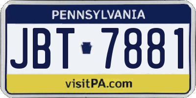PA license plate JBT7881