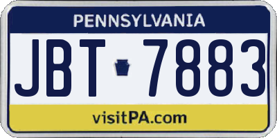 PA license plate JBT7883