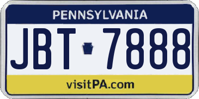 PA license plate JBT7888