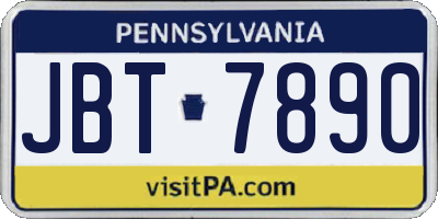 PA license plate JBT7890