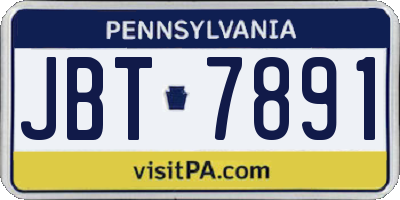 PA license plate JBT7891