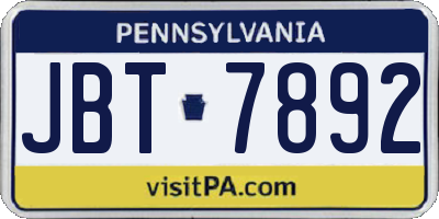 PA license plate JBT7892