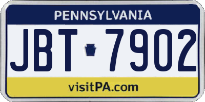 PA license plate JBT7902