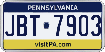 PA license plate JBT7903