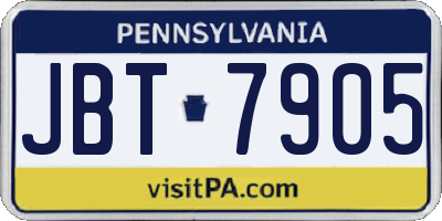 PA license plate JBT7905