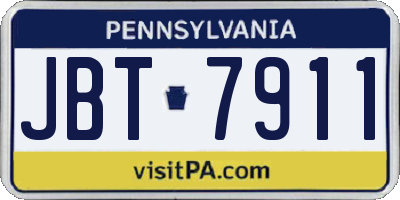 PA license plate JBT7911