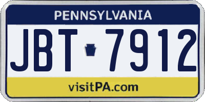 PA license plate JBT7912