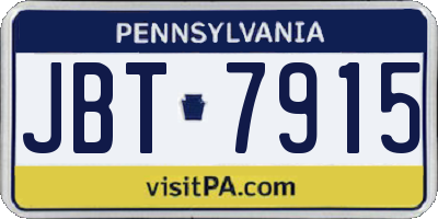PA license plate JBT7915