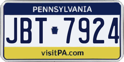 PA license plate JBT7924