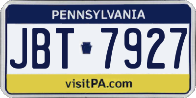 PA license plate JBT7927