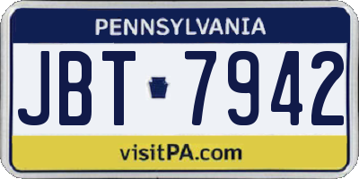 PA license plate JBT7942