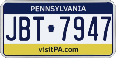PA license plate JBT7947