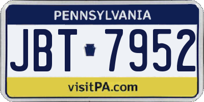 PA license plate JBT7952