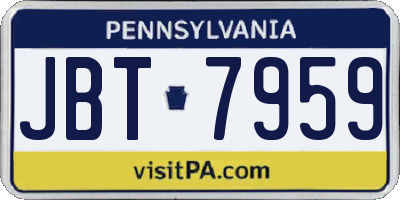 PA license plate JBT7959