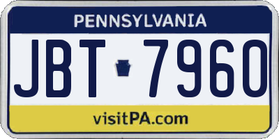 PA license plate JBT7960