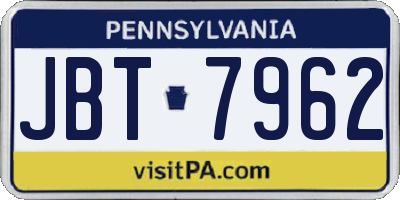 PA license plate JBT7962
