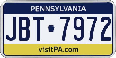 PA license plate JBT7972