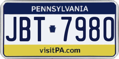 PA license plate JBT7980