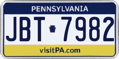 PA license plate JBT7982