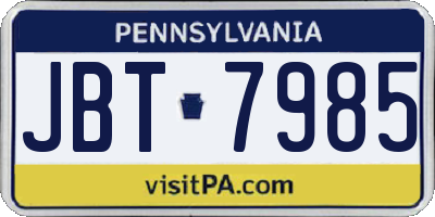 PA license plate JBT7985