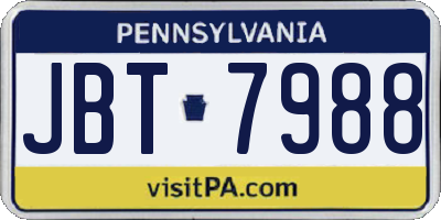 PA license plate JBT7988