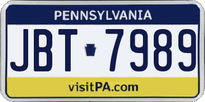PA license plate JBT7989