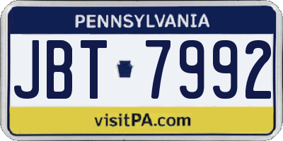 PA license plate JBT7992