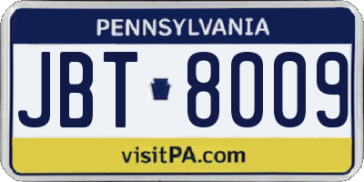 PA license plate JBT8009
