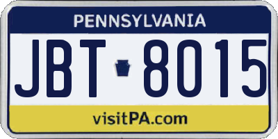 PA license plate JBT8015