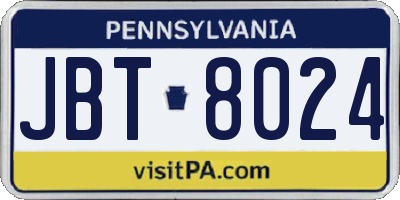 PA license plate JBT8024