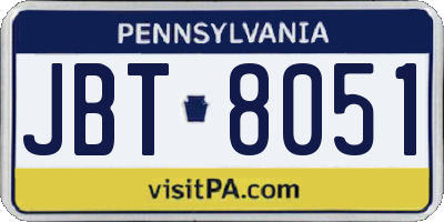 PA license plate JBT8051