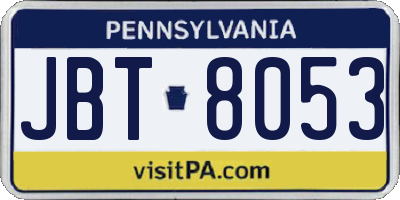 PA license plate JBT8053