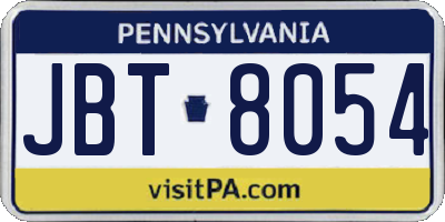 PA license plate JBT8054